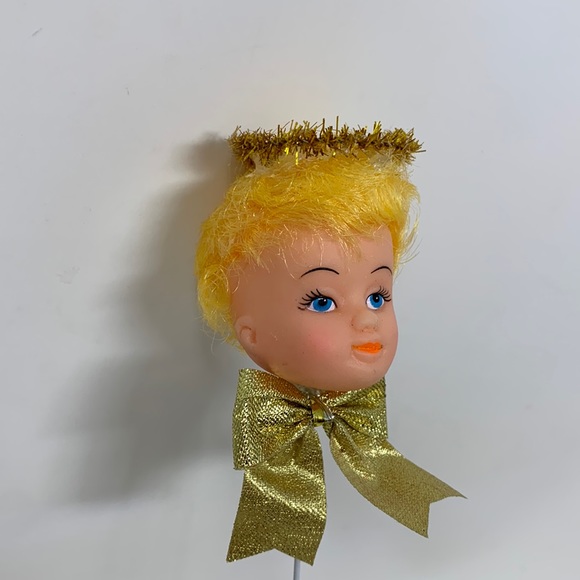 9” angel w/ halo doll head on pick vintage - Picture 8 of 16